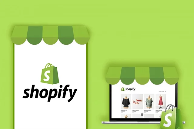 a desktop and mobile written shopify on there screen