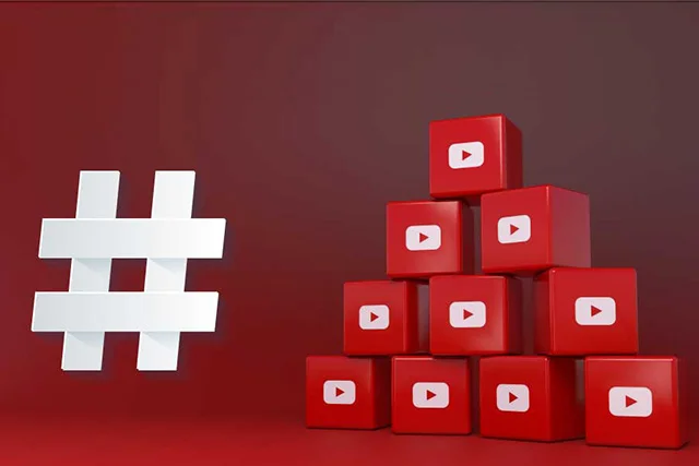 hashtag icon with youtube logo