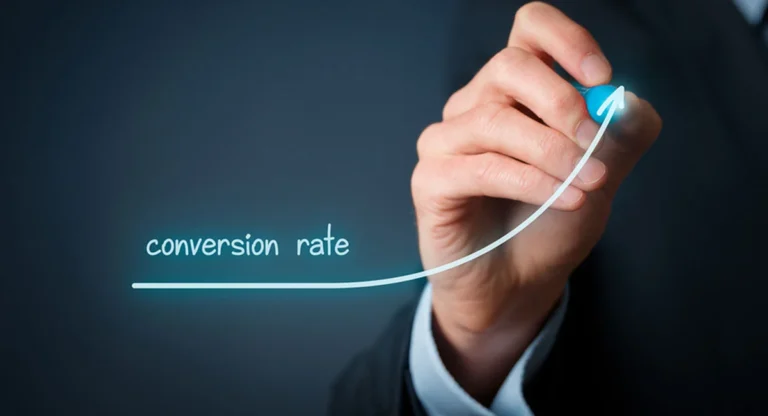 Conversion Rate written in text with arrow graph going up