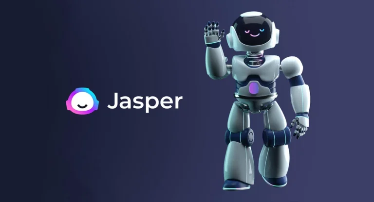 Jasper text with saking hand robots