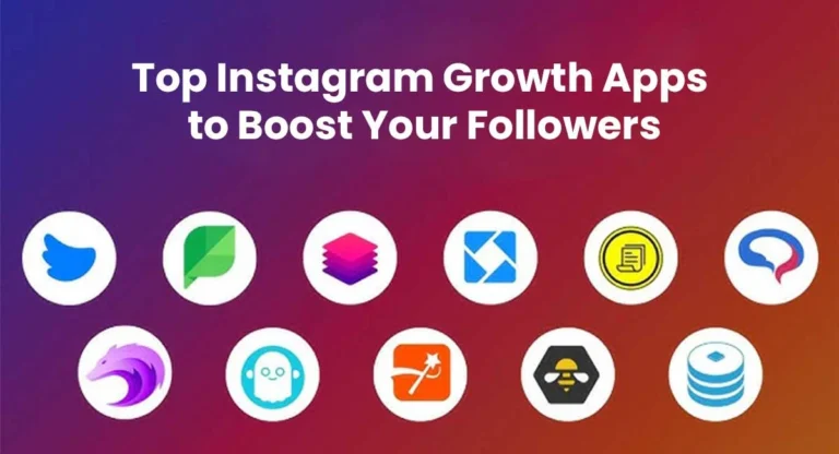 Multiple Apps icon with text written Top Instagram Growth App