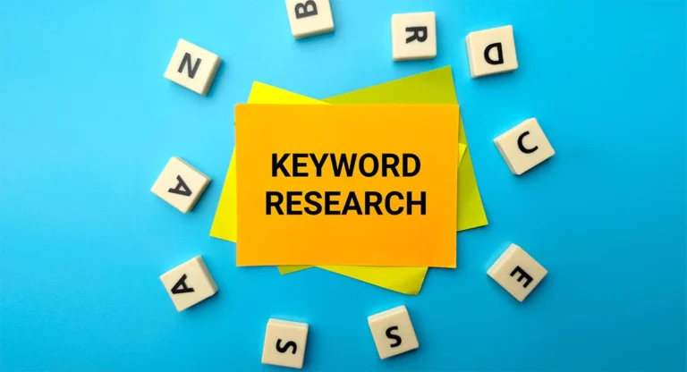 Keyword research written on sticky notes