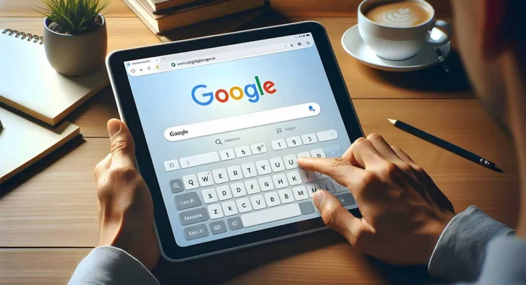 tablet with google search on screen